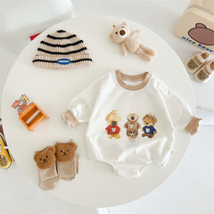 0-2 years old combed cotton triangular diaper cover babybear trendy boy and girl baby one-piece suit climbing suit set of three