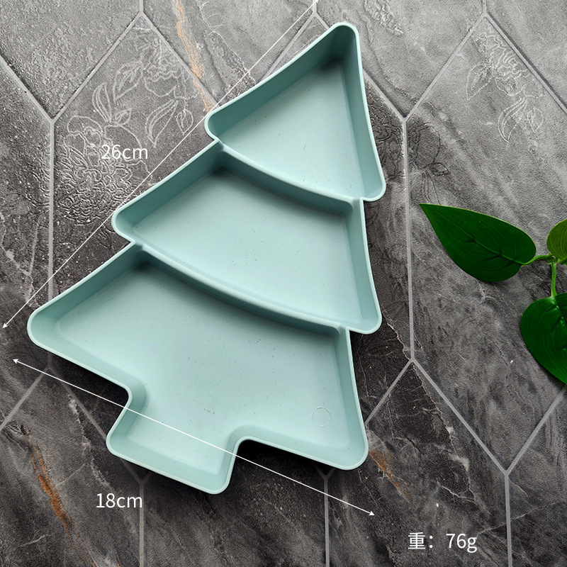 クロスボーダープラスチックフルーツプレート、ホームリビングルーム、高見えフルーツプレート、クリスマスツリー分割ドライフルーツプレート、キャンディプレート、スナックプレート|undefined