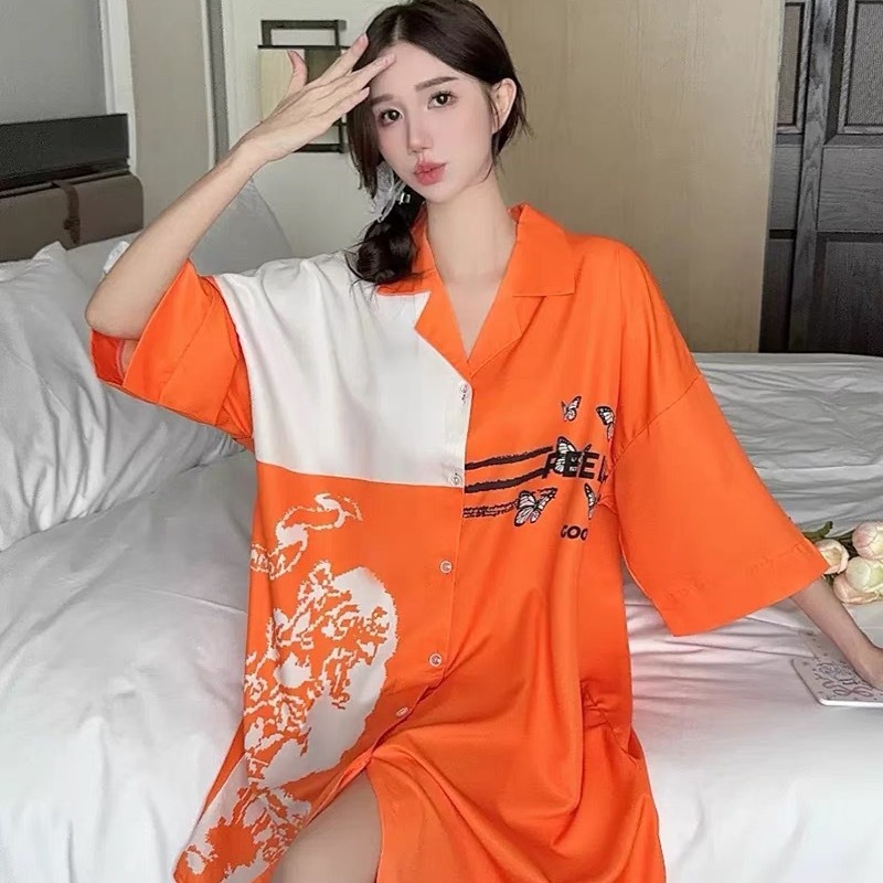 Summer long thin silk pijama