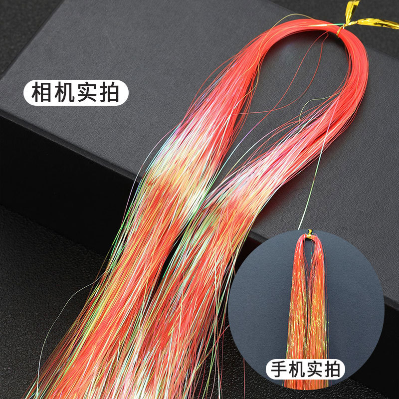 Amazon caliente tinselhair láser de alambre de oro brillante hilo de metal colorido sin costuras fábrica de fuente de cabello