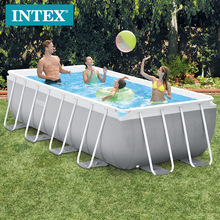 美国INTEX26788 4米长方形管架水池套装家庭户外移动型别墅泳池