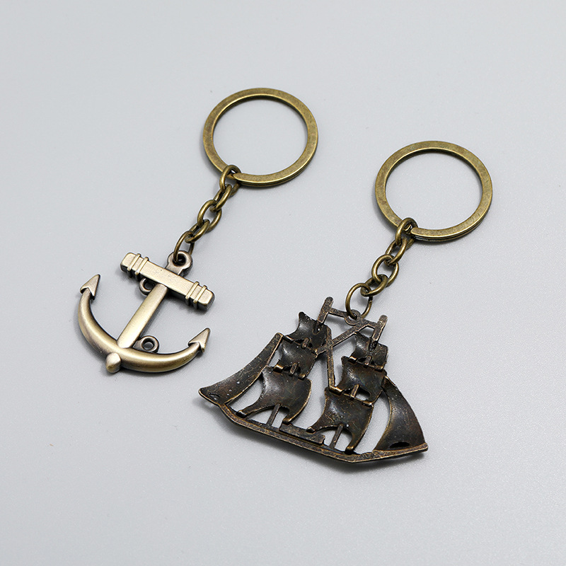 20g Weight Alloy Material Simple Sailboat Keychain Creative Anchor Pendant Keychain 3