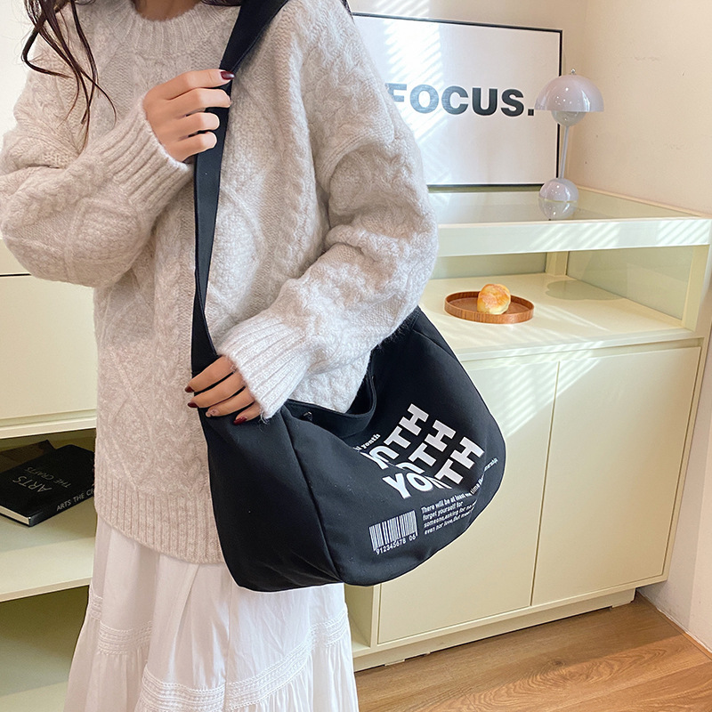 Korean-style canvas bag, artistic Japanese-style Instagram simple single-shoulder bag, school student schoolbag, men's large-capacity commuting bag undefined