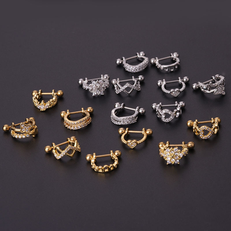 Ear Cartilage Rings & Studs Fashion Crown 316 Stainless Steel  Copper Plating display picture 3
