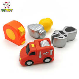 跨境热销仿真搪胶汽车修车工具锤子卷尺儿童教育喷水洗澡玩具