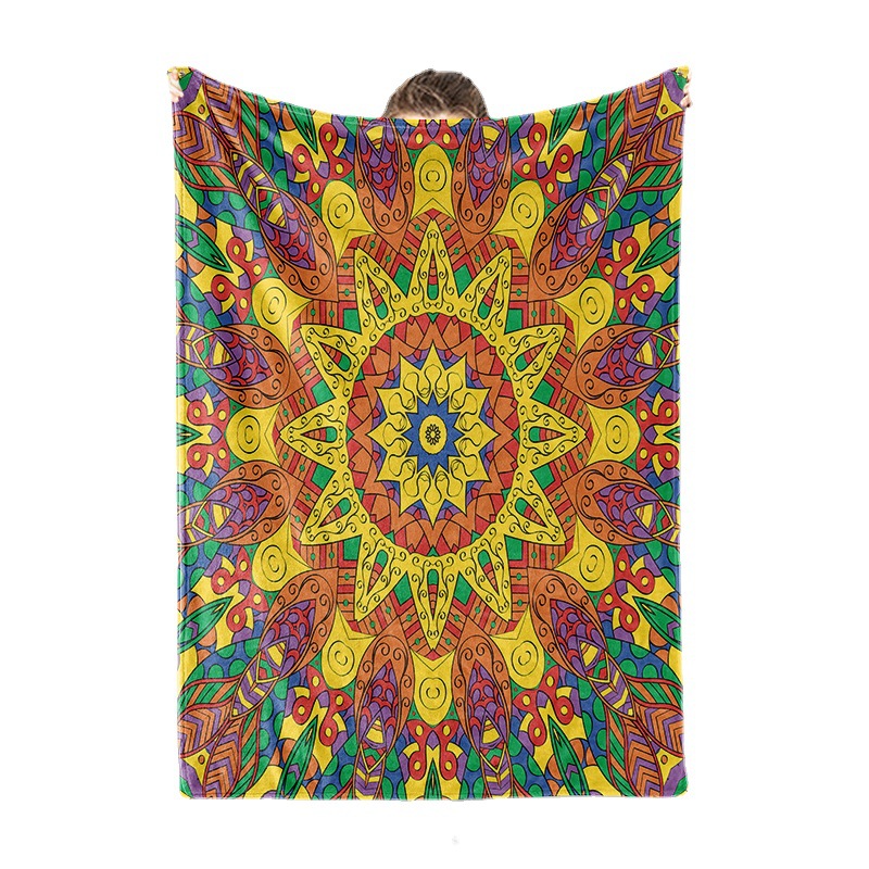 Abstract oil painting landscape series flannel 3D printed sofa thickened cover blanket_voghion.com