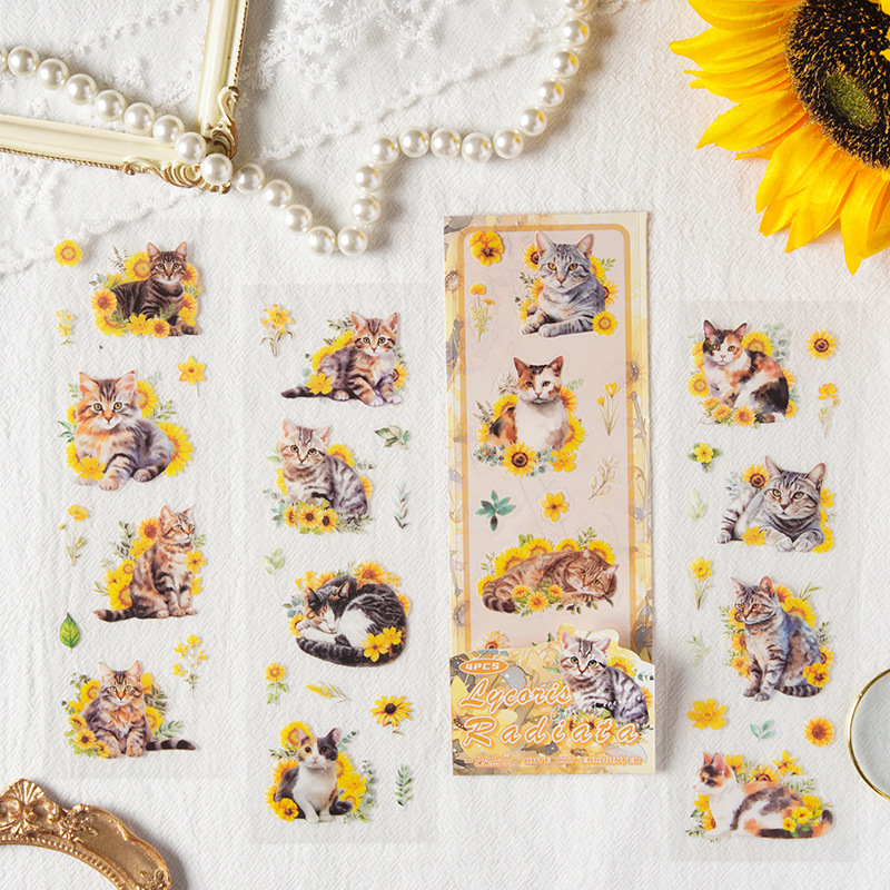 Encuentros de gatos lindos, lindas mascotas, lindas pegatinas de gatos, libros de mano, bricolaje, material de collage de teléfonos móviles, pegatinas de decoración de libros de mano de bricolaje