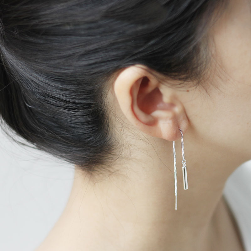 S925 pendientes de plata esterlina estilo coreano geométrico largo pendientes simples pendientes de mujer pendientes de moda