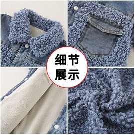 婴儿衣服春秋加绒牛仔连体衣春装新生儿爬服套装棉衣宝宝外出哈衣