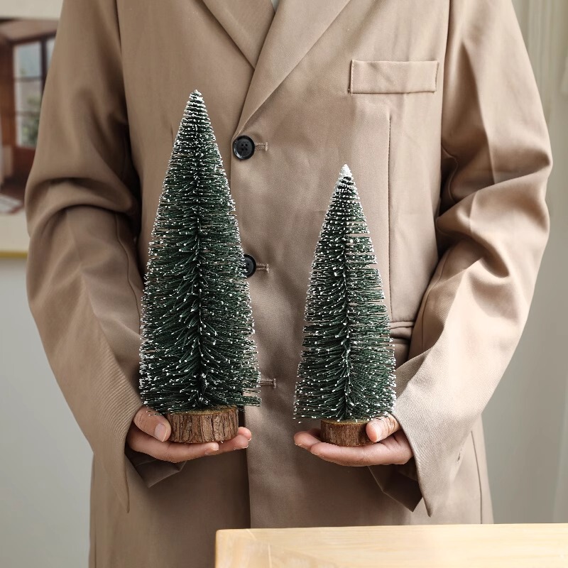 クロスボーダーミニクリスマスツリー浸漬白雪植毛パゴダツリー小さなデスクトップウィンドウ装飾品クリスマス装飾|undefined