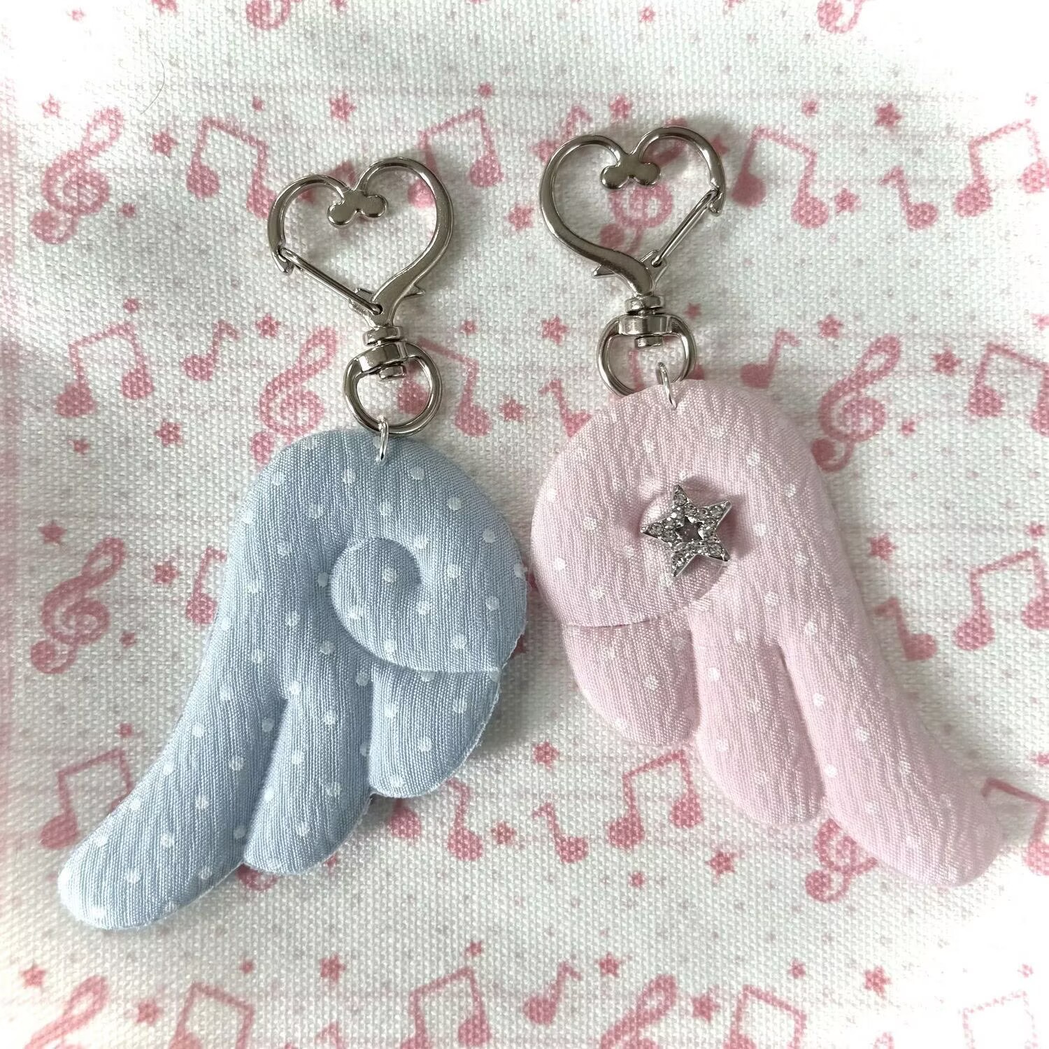 Korean-style ins-inspired niche design cute angel pink polka dot wings star phone charm pendant keychain