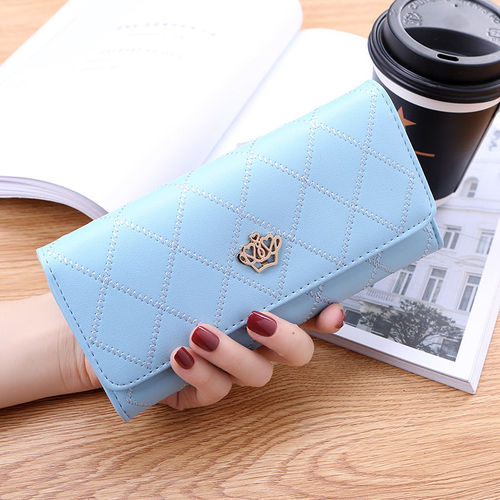  New Wallet Women Korean Version Large Capacity Long Wallet Trendy Women Thin Fashion Prismatic Gold Crown Wallet
