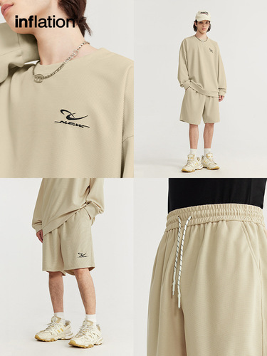 INF Apparel | Interlock Embroidered Set Casual Sportswear Spring Trend Brand New American Style Long Sleeve Shorts