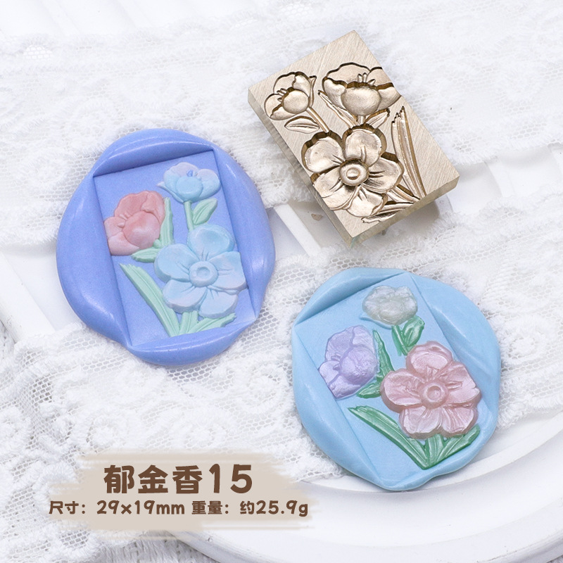 Sello de pintura de fuego serie de plantas tulipán rosa artística fuego pintura sello creativo cera regalo