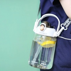 夏季男女情侶戶外健身運動水壺塑料水杯大容量便攜式吸管杯噸噸桶