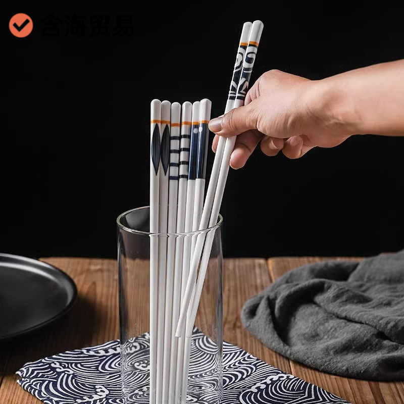 陶器の箸、和風防カビ、高温耐性、滑り止め、家庭用実用セット、変形しない箸のペア、環境に優しく健康|undefined