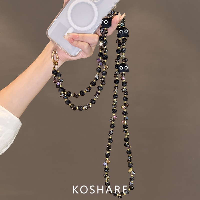 Hermoso Hakimi diámetro flash brazalete cadena de teléfono móvil mujer lujo ligero de alto nivel sensación bolso de cristal colgante colgante anti-caída cadena de mano colgante