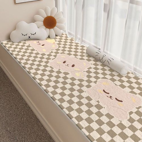 Cartoon Cute Bear Bedroom Room Dividing Cool Carpet Living Room Coffee Table Absorbent Fake Wool Carpet Balcony Non-Slip Bay Window Mat