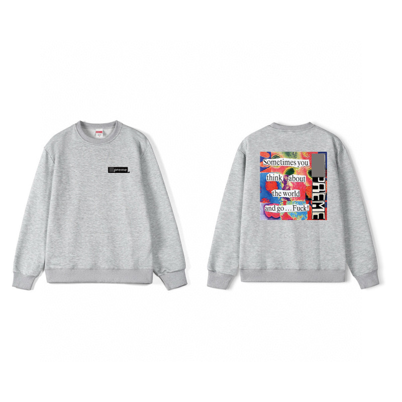 美式潮牌sup FW23圆领卫衣秋季街潮BOX短米兰十字架圆领长袖t恤|undefined
