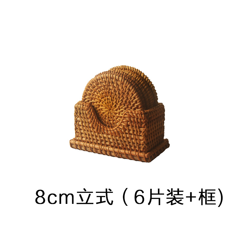 Tejido de caña artesanal almohadilla de taza de té tejido almohadilla de comedor creativa almohadilla de mesa almohadilla de platos almohadilla de aislamiento de calor
