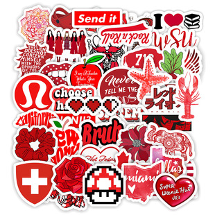 50 red red ins fresh stickers mobile phone shell computer helmet stickers aesthetic sticker