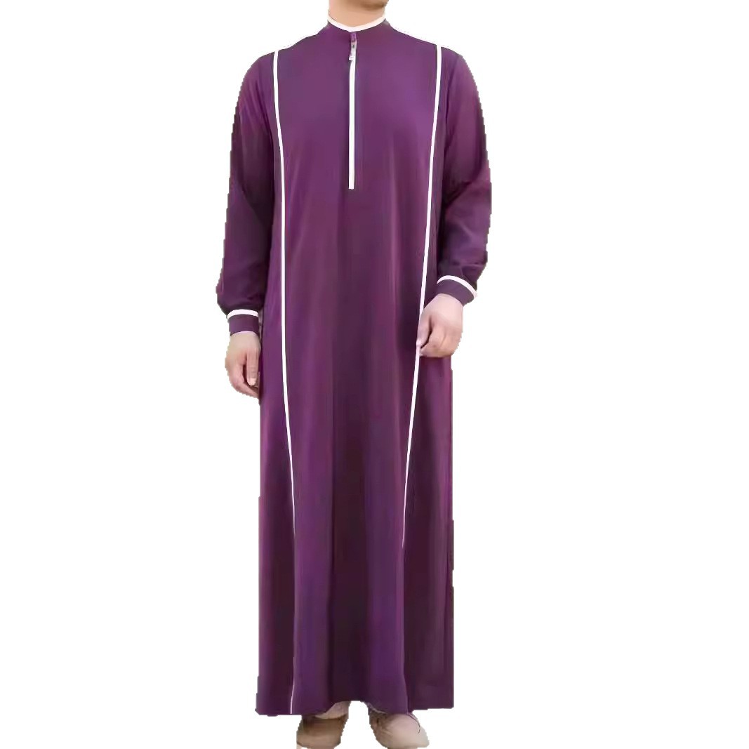 Muslim Fashion Kebaya African-Inspired Men's Long Robe – Traditional Ethnic Style With Modern Comfort, Loose Fit Muslim Thobe For Casual Wear_voghion.com