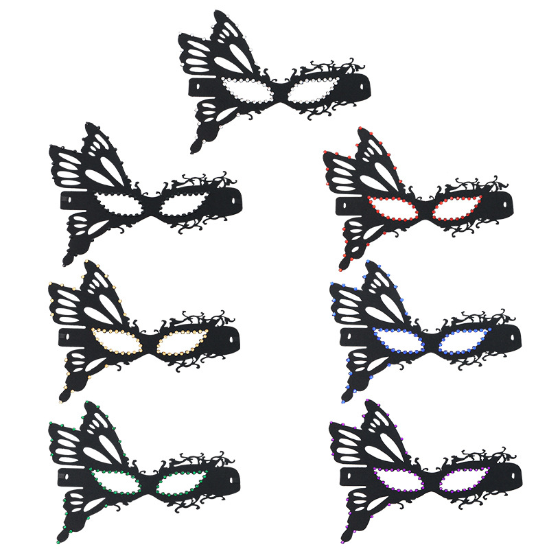 Halloween mariposa mitad cara máscara de adultos collar de diamantes fiesta anual venecia mascarada pestañas de baile
