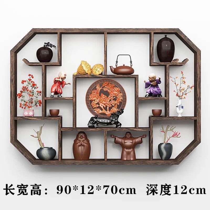 Bogu ラック無垢材中国風の壁棚装飾品 Duobaoge 棚格子ラックティーセットラック新しい中国風の本棚|undefined