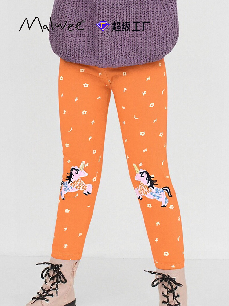 Pantalones infantiles malwee transfronterizos de otoño y invierno nuevos niños europeos y estadounidenses lindos niñas leggings de cintura elástica de otoño