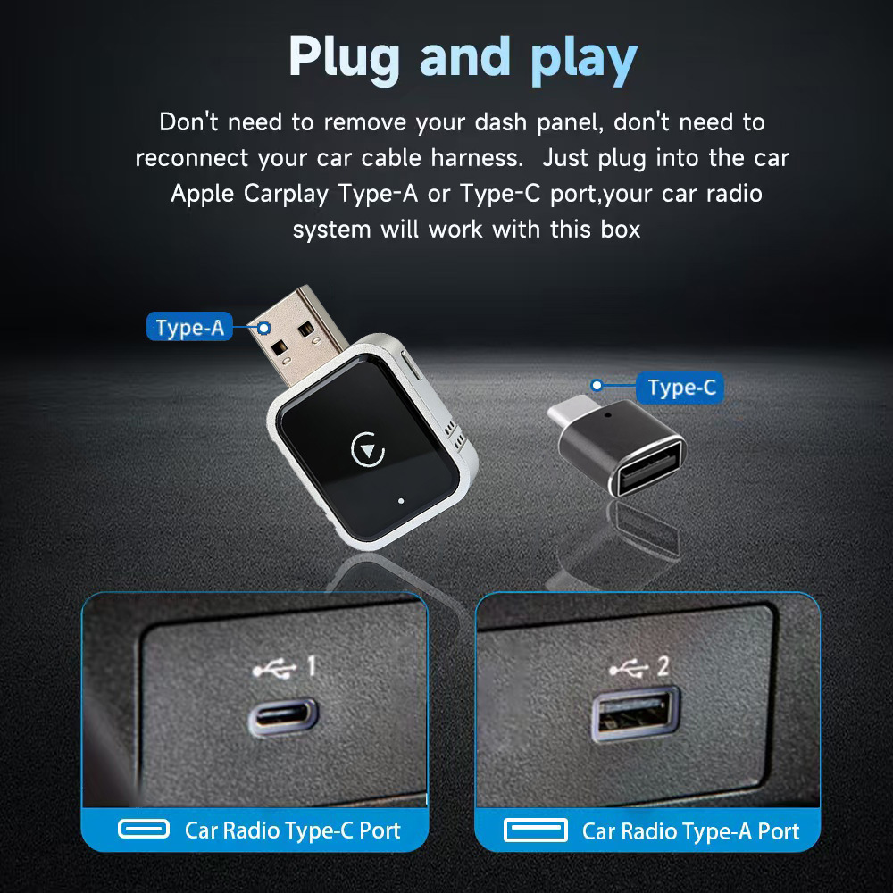 New Cross-Border Wireless Carplay Android Auto Car Navigation Wired-To-Wireless Car Foreign Trade Box