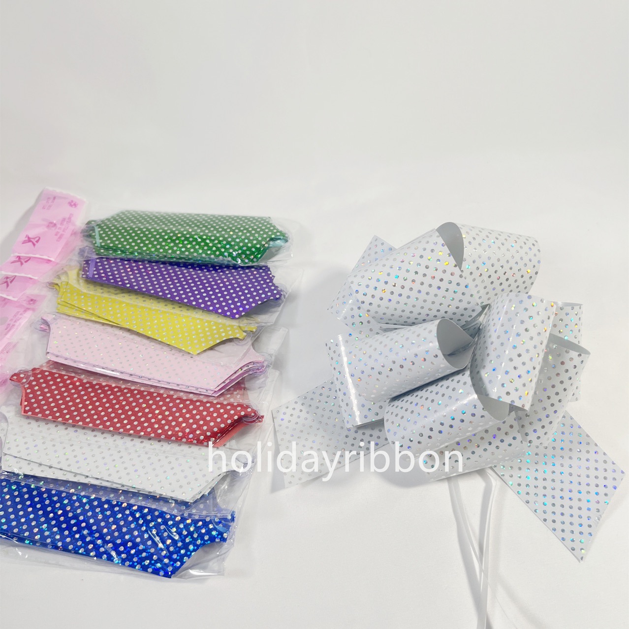 Honglida suministro masivo de impresión metálica bola láser flor de embalaje de vacaciones flor de mano Amazon caja de regalo flor de cinta