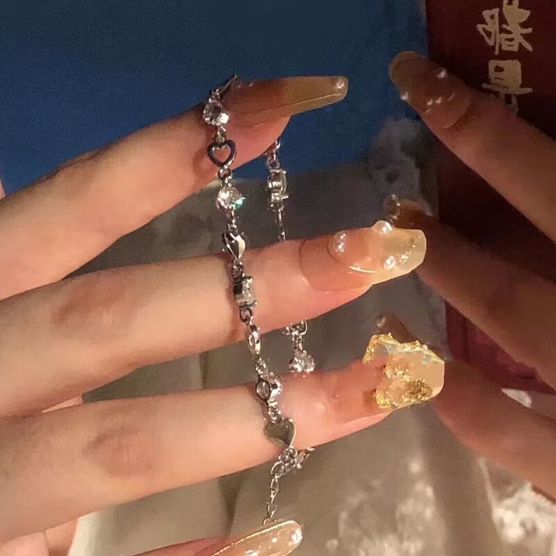 Summer Sweet Cool Love Zircon Bracelet Girls ins Niche Design 2022 New Fashion Girls' Internet Celebrity Bracelet