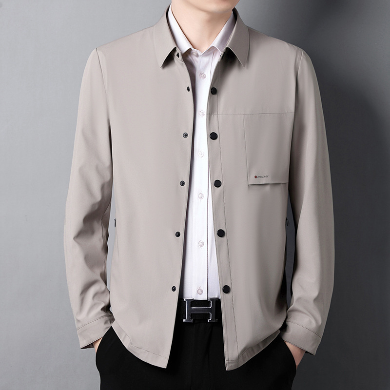 Spring and Autumn Thin Men's Jacket Coat Middle-aged Middle-aged and Elderly People's Lapel Dad's Button Cardigan Jacket Solid Color Top Spring and Autumn Thin Men's Jacket Coat Middle-aged Middle-aged and Elderly People's Lapel Dad's Button Cardigan Jacket Solid Color Top