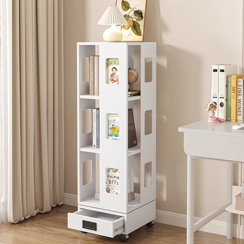 スチール本棚、図書館、リビングルーム収納、シンプルな収納ラック、スチール本棚、床置き子供用本棚、回転アイアンアート|undefined