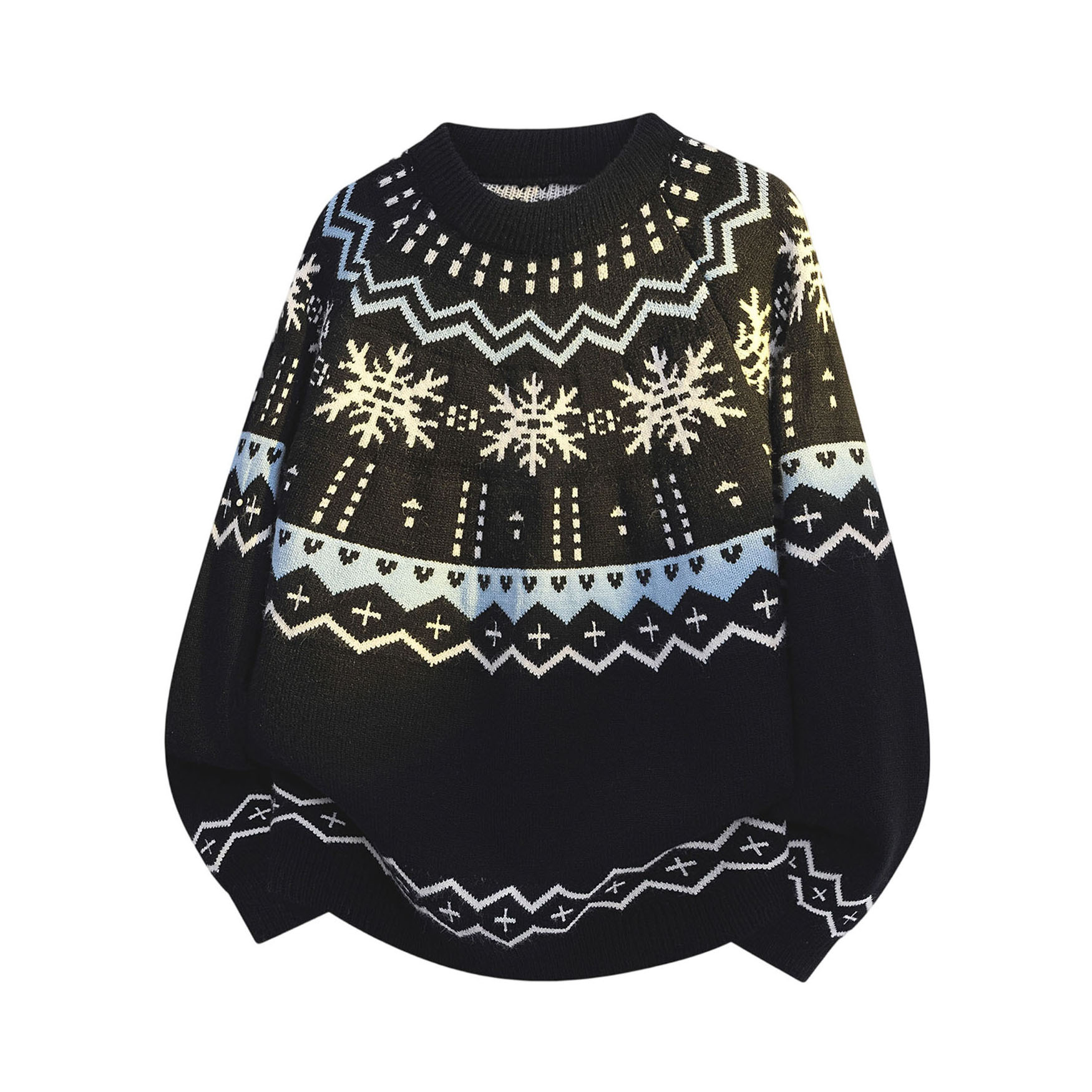 Explosiones transfronterizas de tamaño europeo gran tamaño Fair Island Jacquard jersey suéter hombre flocos de nieve Navidad otoño invierno fábrica de marea mayorista