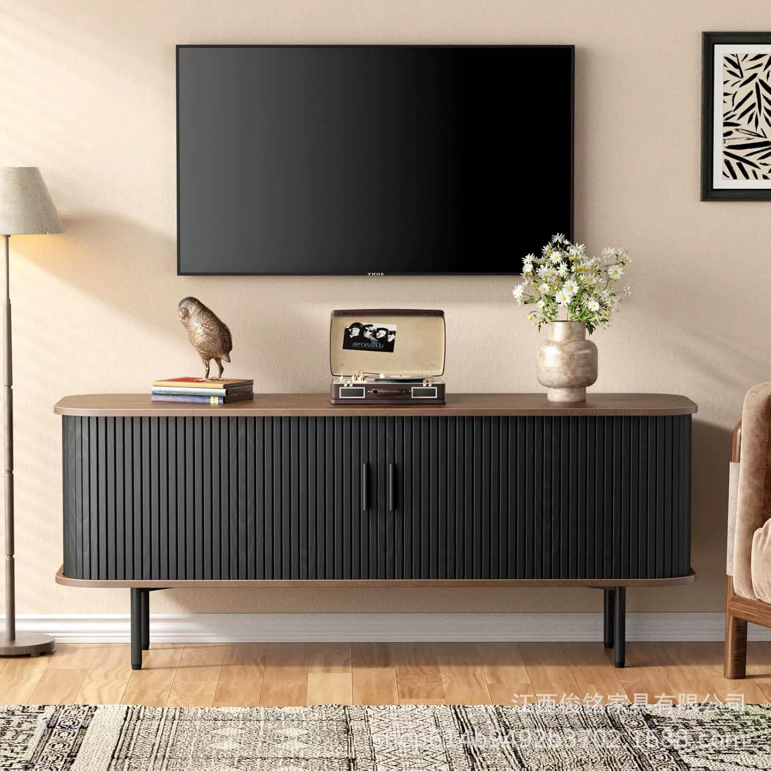 拉链柜门电视柜 亚马逊热销款欧美风客厅家具环保收纳柜跨境专供