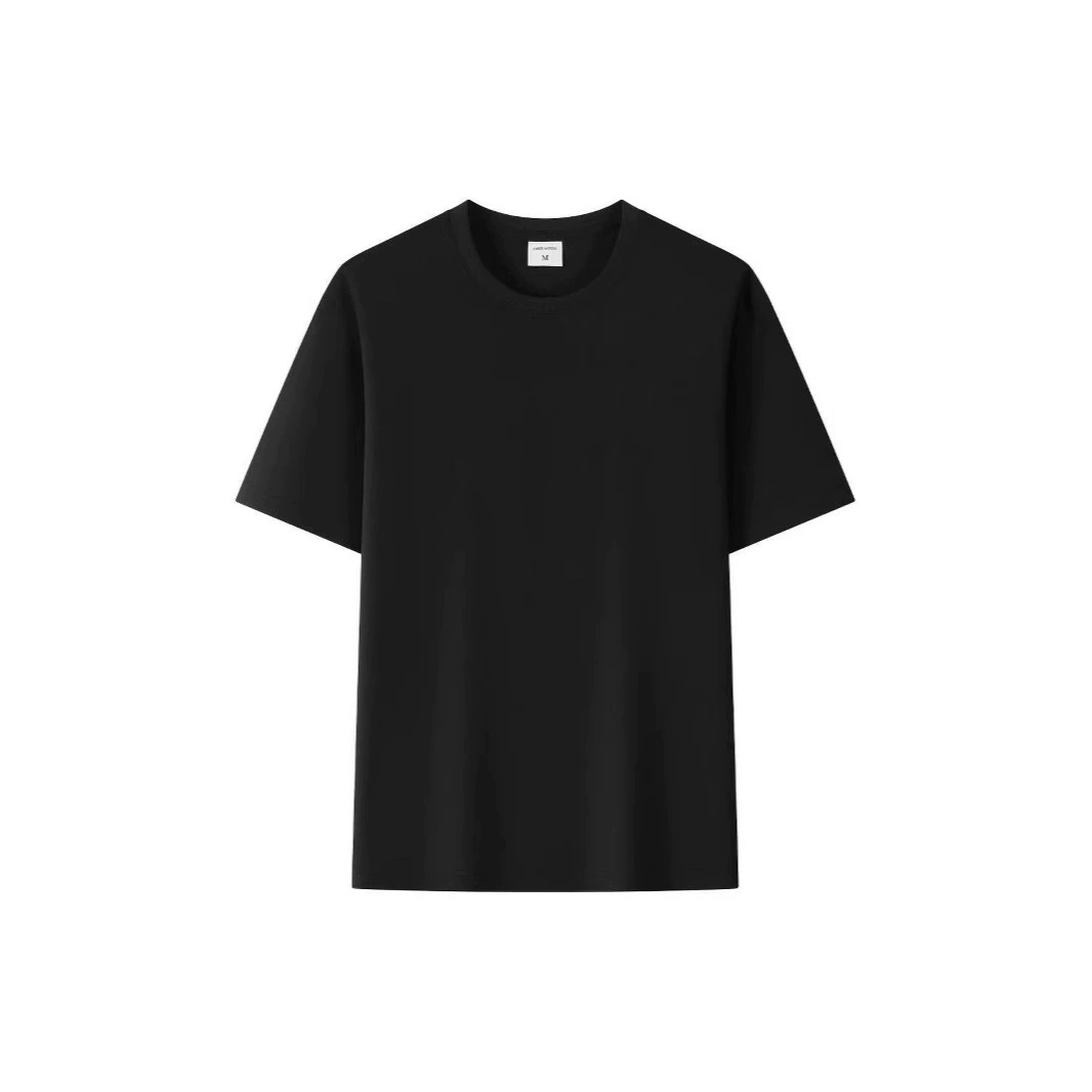 Сплошные летние короткие рукава 240 г тяжелый вес больших размеров пара футболка модная высокая пуля с круглым вырезом