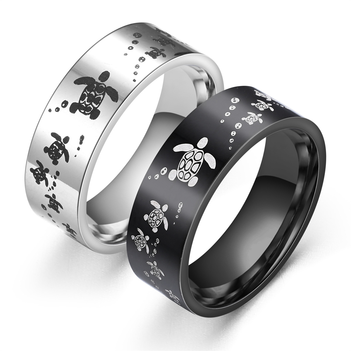 13, 6 Ring Size Simple Style Commute Tortoise Round Titanium Steel Unisex Rings