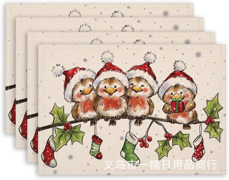 クロスボーダー爆発クリスマス雪だるま食事マット雪格子テーブルマットクリスマスパーティー装飾断熱マット祝日装飾|undefined