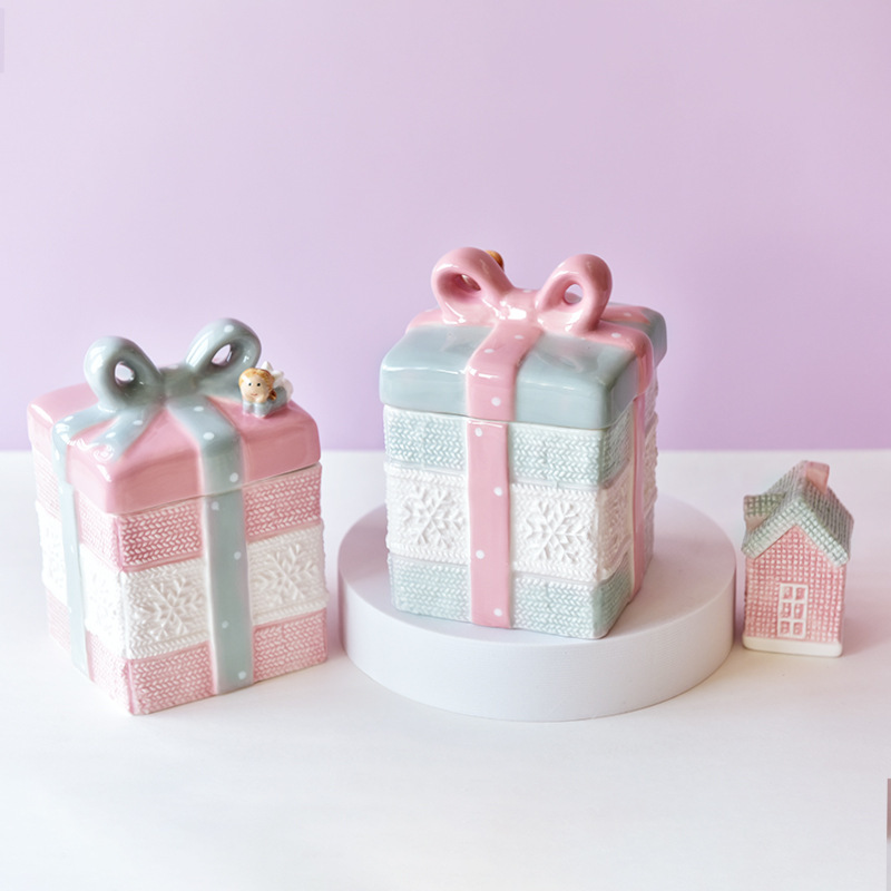 American Wedding Angel Día de San Valentín Pink Girl Heart Tarro sellado de cerámica Tarro de almacenamiento Tarro decorativo