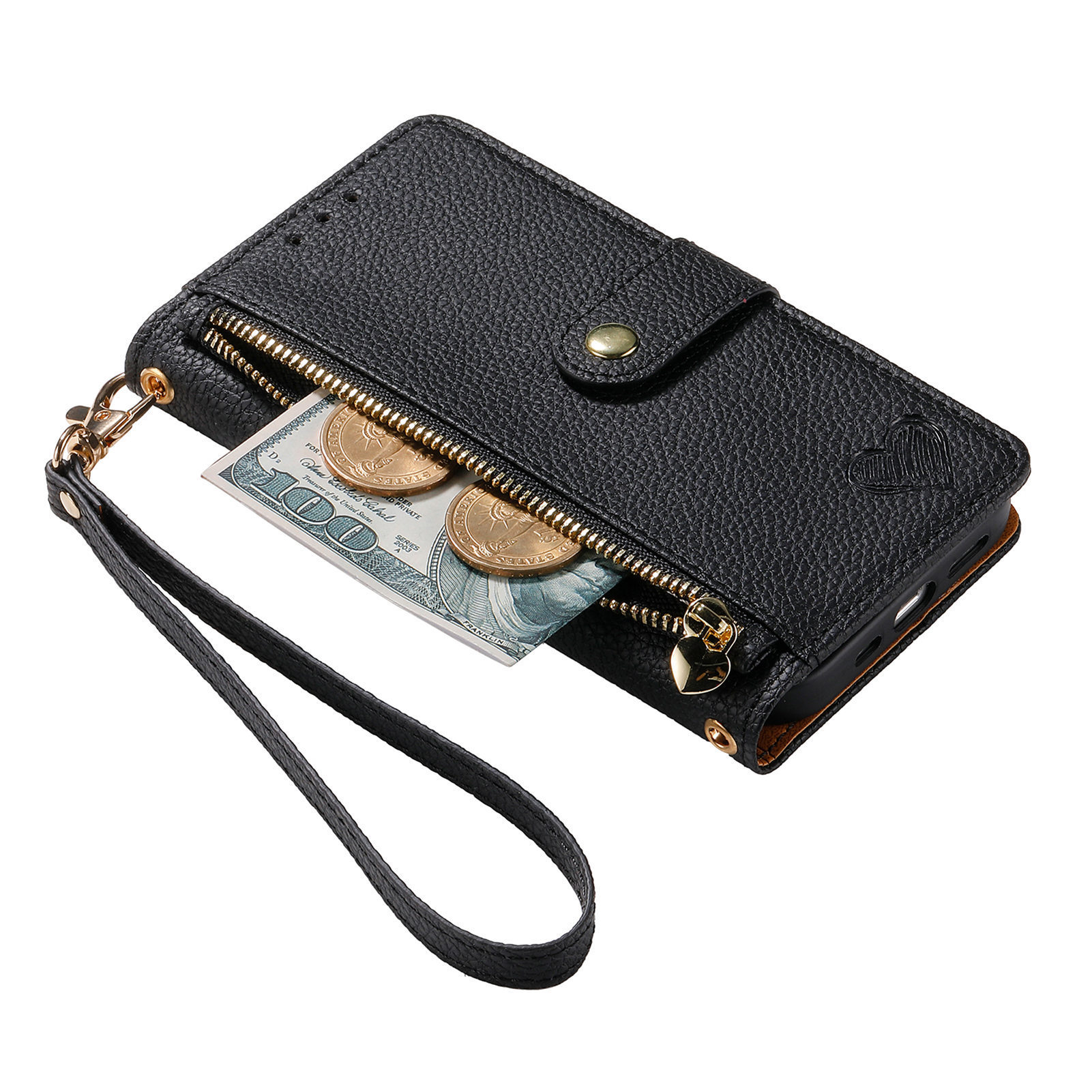 109g Weight iPhone Applicable Brands Phone Cases Classification tpu, Pu Leather Material Heart Shape, Solid Color Pattern Basic Style Heart Shape Solid Color Tpu Pu Leather Wallets 8