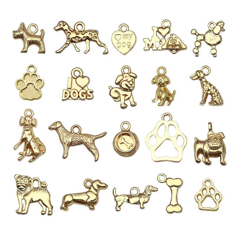 20 Animal Pet Dog Pendant Dog Claw Dog Basin Love Letter DIY Earrings Necklace Keychain Jewelry Accessories