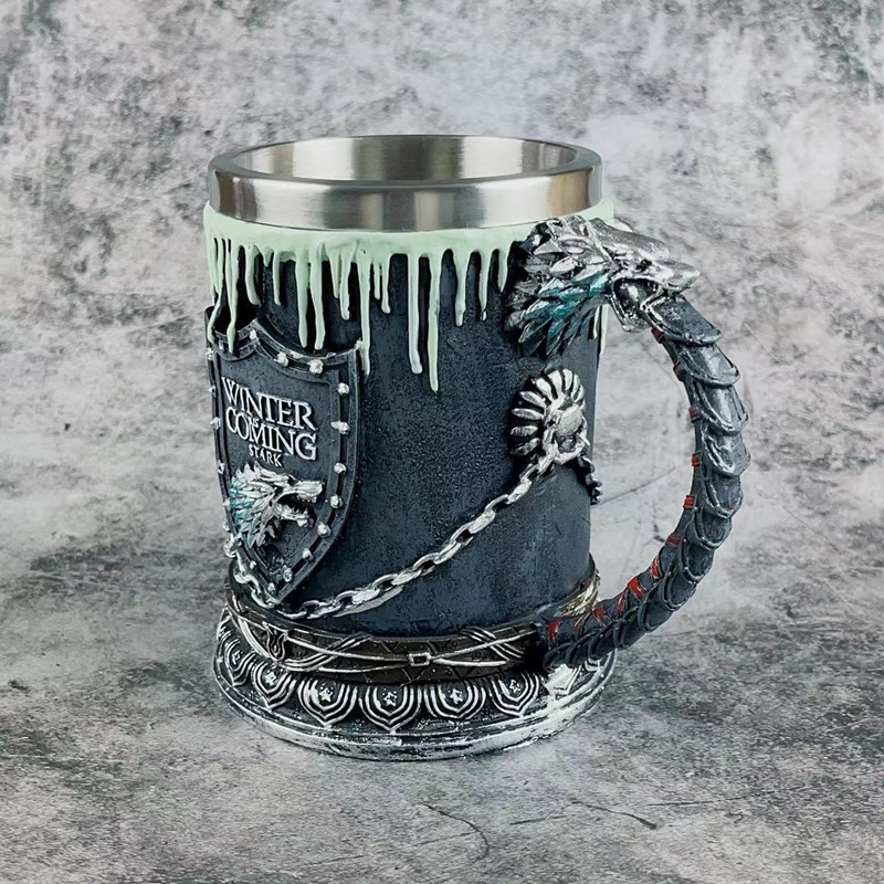 Description Picture 5 of item1PCS Mug Goblet Stainless Steel Resin 3D Beer Tankard Wine Glass Mugs Party Drinkware MAN Decoration Christmas Gift Snow Winter