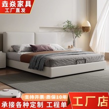 豆腐块科技布床现代简约双人床主卧小户型大床软包奶油风布艺床