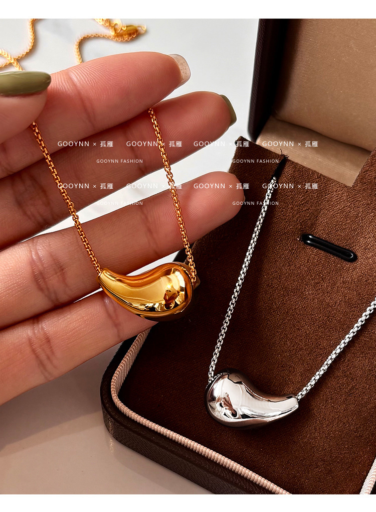 Stylish Water Drop Pendant Necklace, Elegant Gold Plated Jewellery_voghion.com