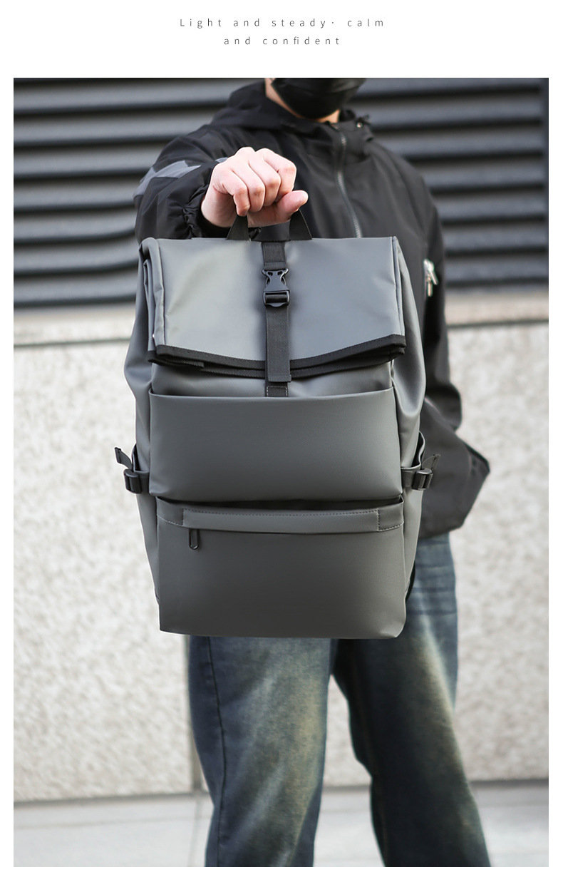 Large-capacity men's high-end backpack, simple and casual student multi-functional schoolbag, business large-capacity computer backpack undefined