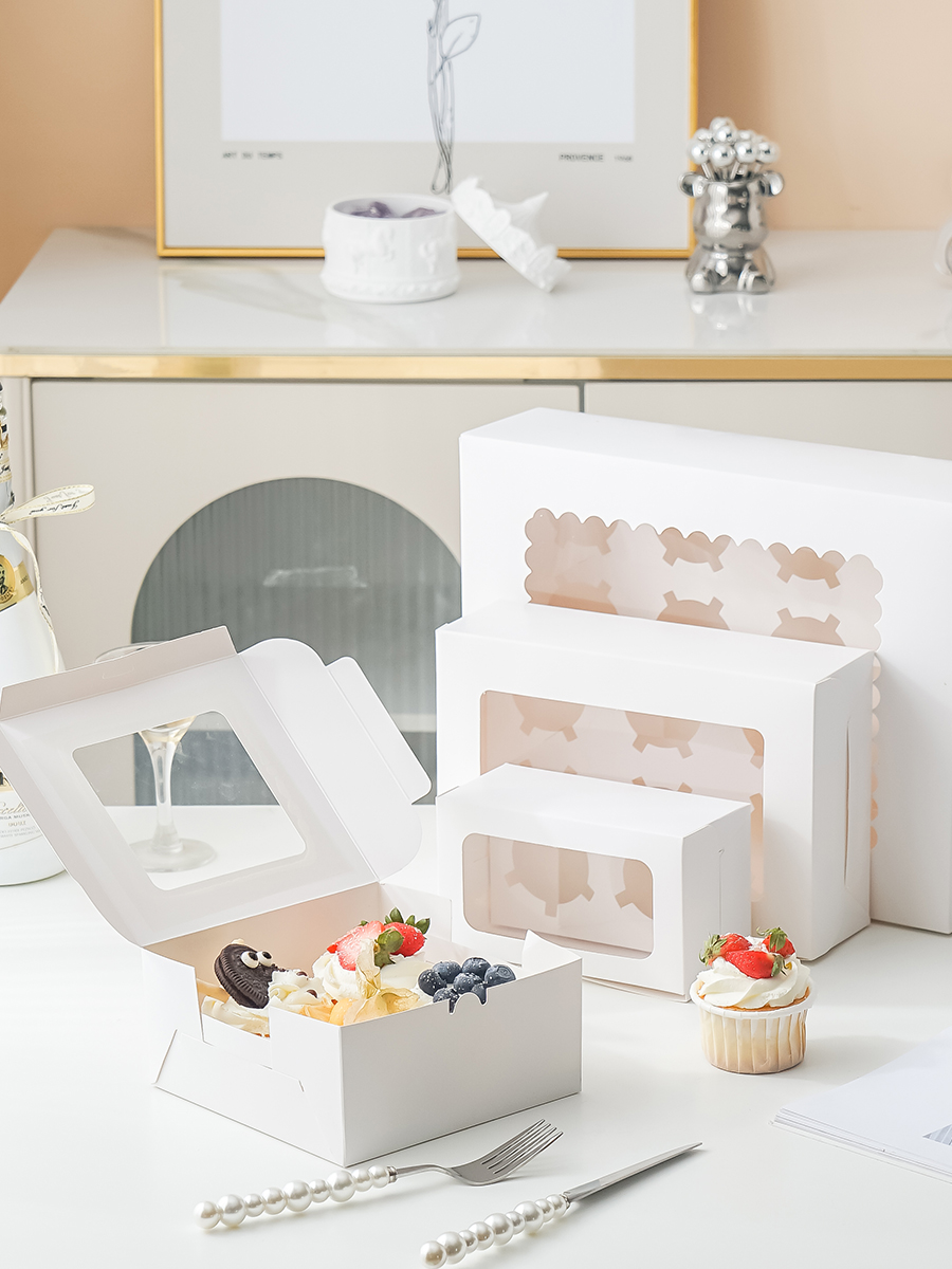 Caja de embalaje de cupcake, taza horneada, postre, muffin, ventana abierta transparente, 2 / 4 / 6 / 12, caja de embalaje