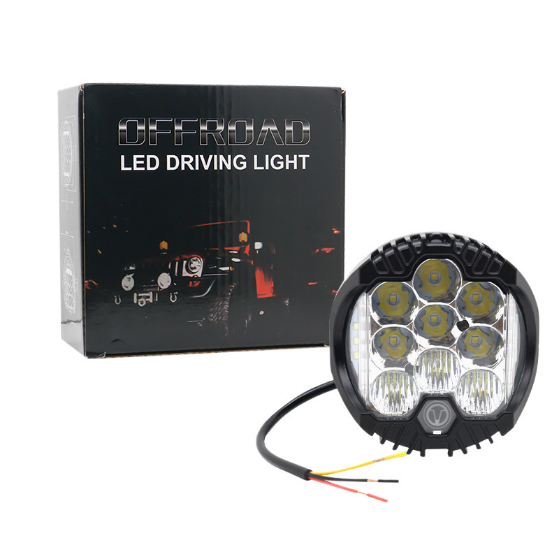 Farol Wrangler 5 pulgadas explosión LED tres lados luz dorada SUV Harley luces de trabajo de automóviles