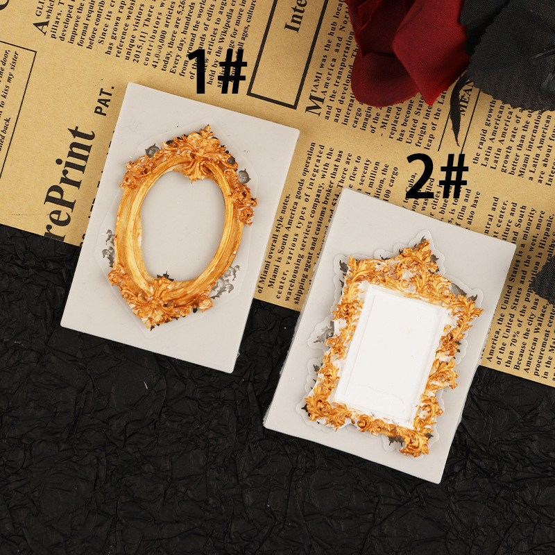 European style lace window gorgeous photo frame silicone ultralight clay mold soft pottery vintage photo frame silicone mold in stock