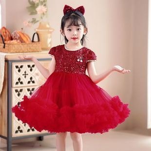 Girls Summer Dress 2025 New Fashionable Skirt Korean Style Children's Sweet Dress Princess Dress 6Y50